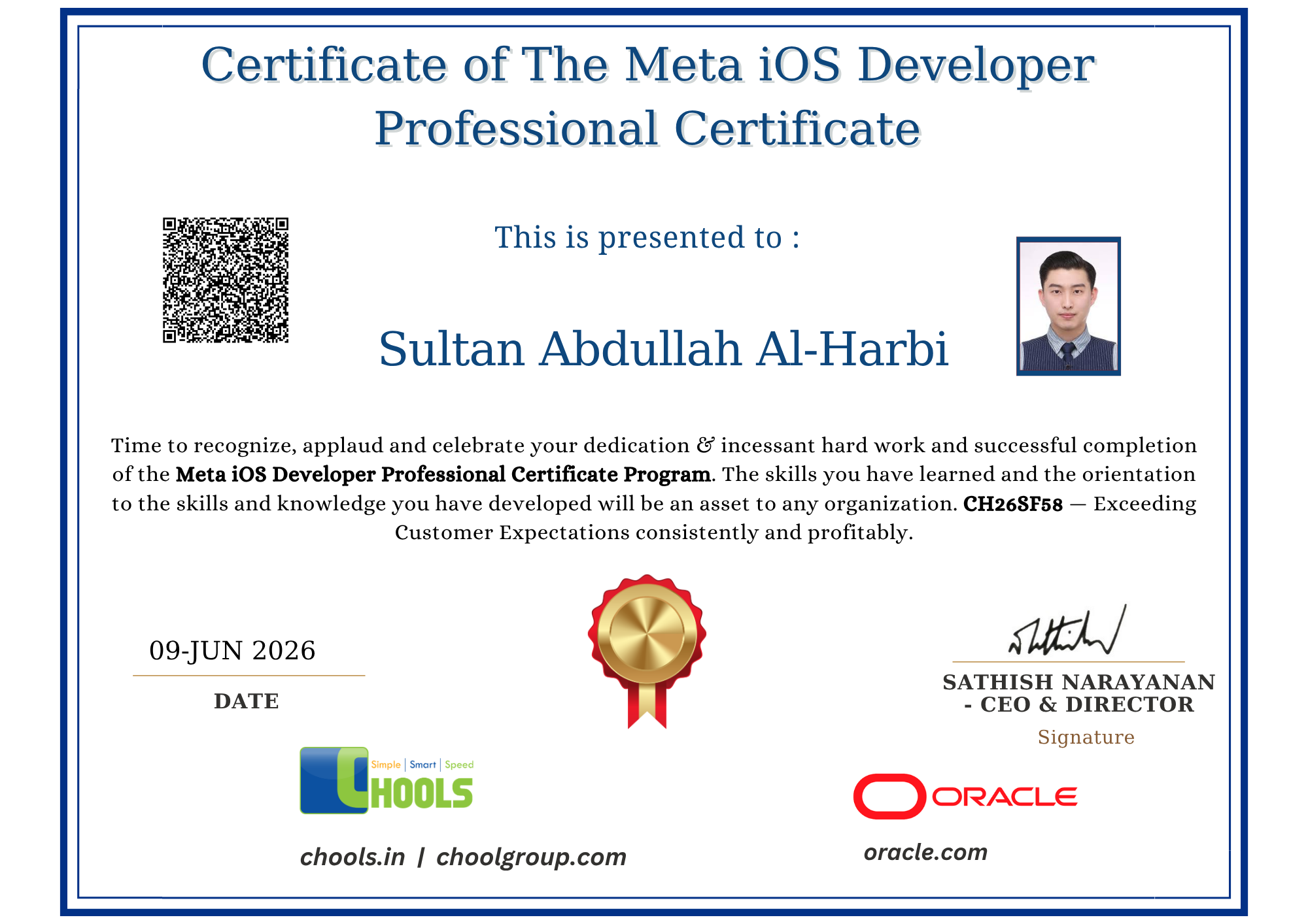 Meta iOS Developer Professional Certificate Program Certificate